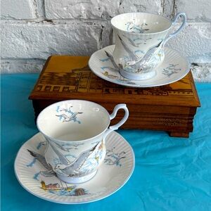 Queen’s china Rosina England Seagull Cup Saucer 2 sets